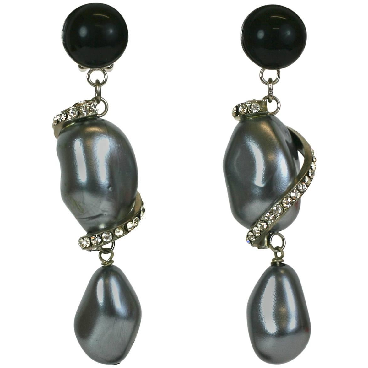 Ugo Correani Spiral Pearl Earclips For Sale