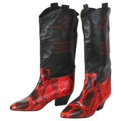 Retro Maud Frizon Snakeskin Western Boot