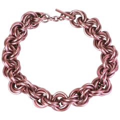 Anodized Pale Pink Link Chain Necklace 7