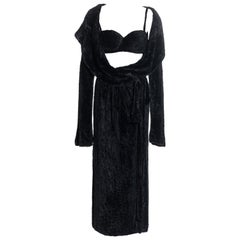 Azzedine Alaia black chenille evening robe and matching bra set, fw 1992