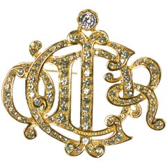 Christian Dior Pave Insignia Brooch