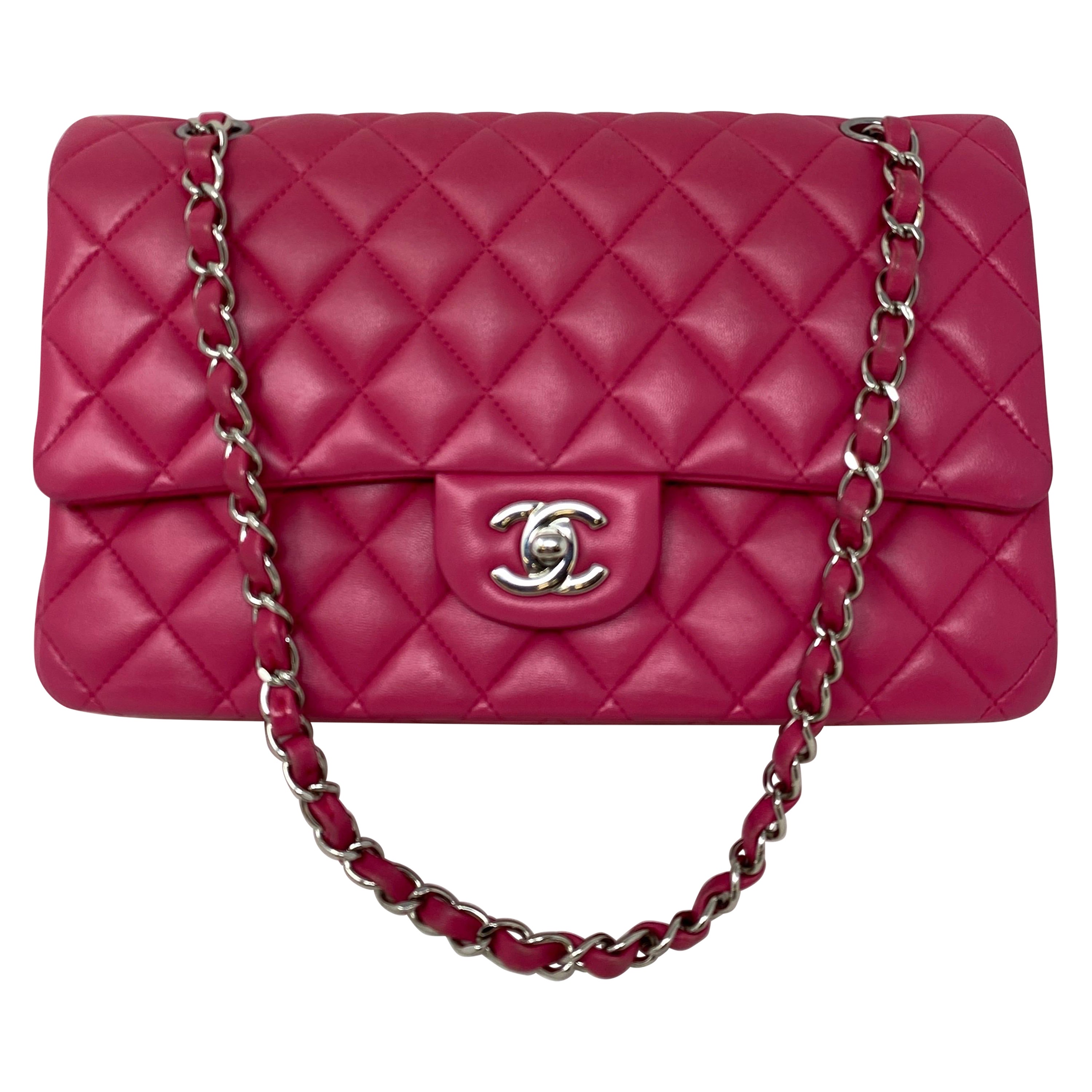 Chanel Hot Pink Medium Double Flap Bag 