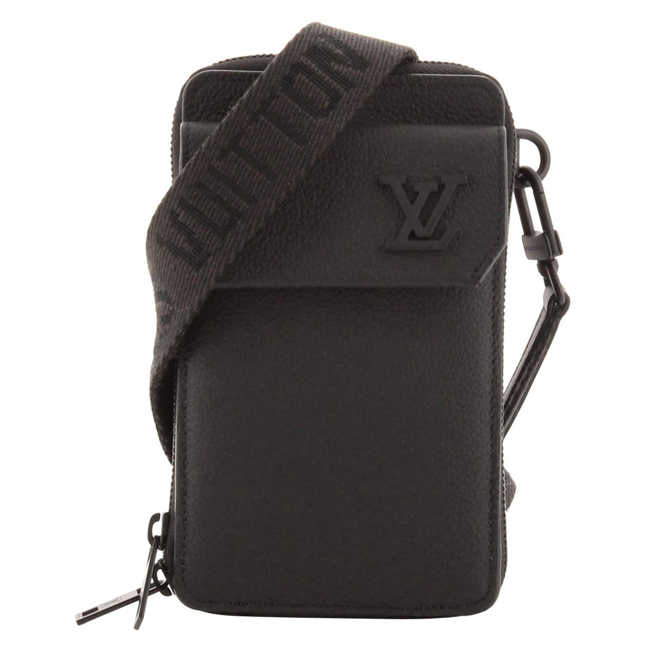 Shop Louis Vuitton AEROGRAM Leather Crossbody Bag Logo Belt Bags