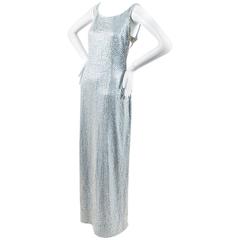 Vintage NiteLine by Nahdree Baby Blue & Silver Tone Sequin SL Long Gown SZ 10