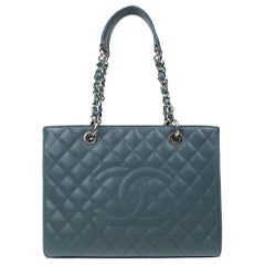 CHANEL, Grand Shopping Tote in blue leather