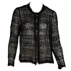 Black Chanel Beaded Tweed-Like Jacket