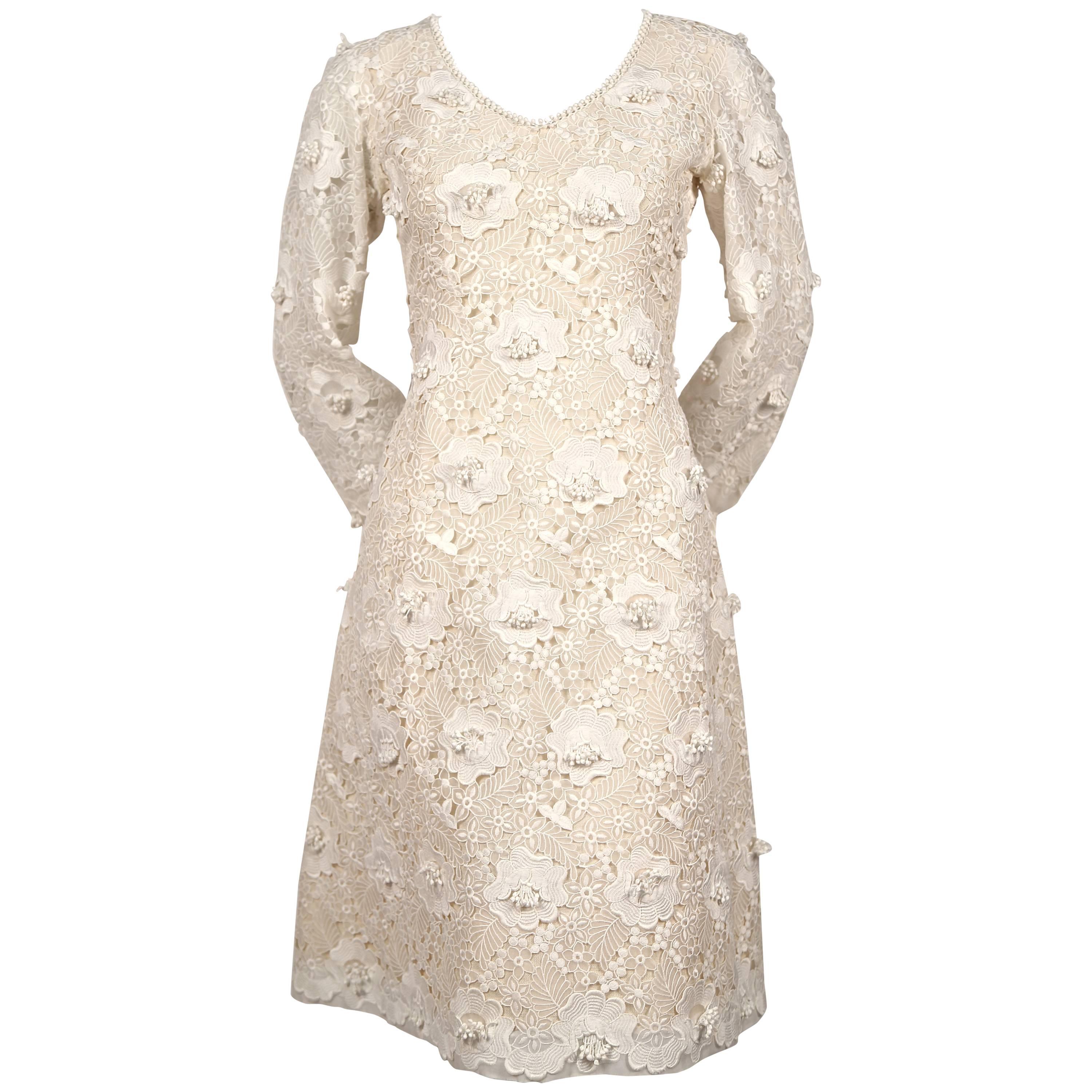 1964 YVES SAINT LAURENT demi-couture Venice lace dress