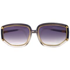 Retro unworn 1970's TED LAPIDUS blue & gold sunglasses