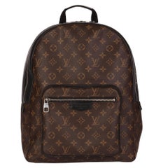 LOUIS VUITTON Brown Monogram Coated Canvas & Black Leather Josh Backpack