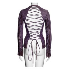 Veste ouverte au dos en cuir violet Gianni Versace, printemps-été 2002