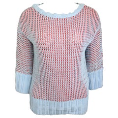 Nina Ricci Blue/Red Knitted 3/4 Sleeves Sweater 