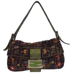Fendi Monogramm Baguette Schlangenhaut und Perlen