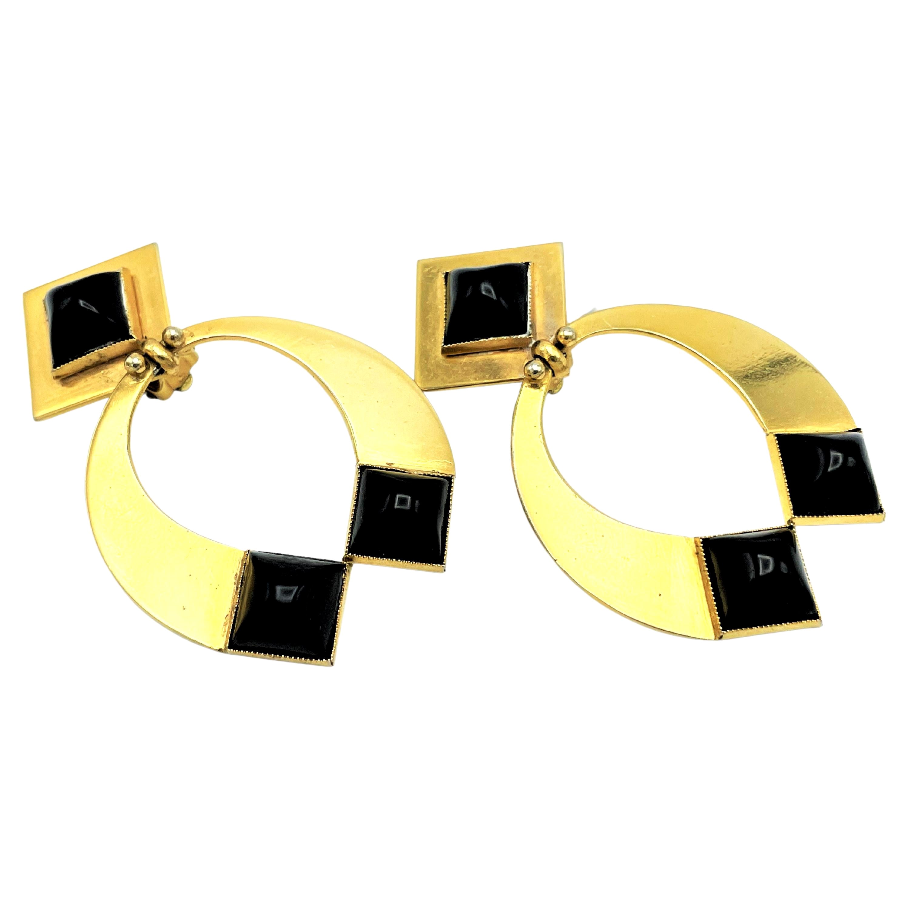 Clip-on earring by Roger Scemama Paris 1960,  gold plated, France For Sale