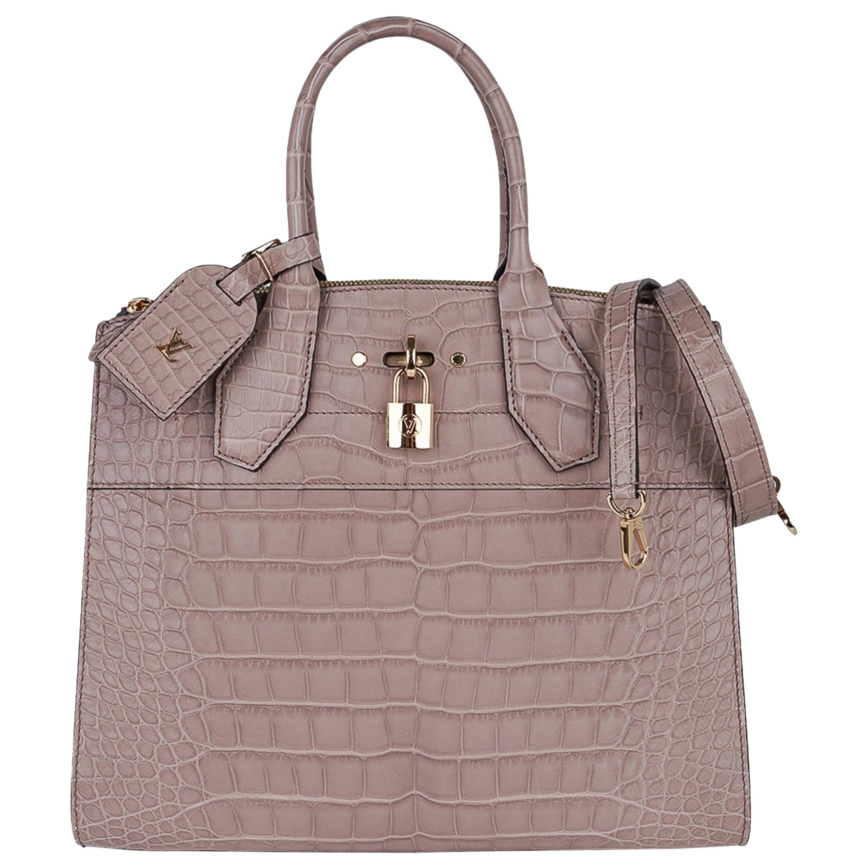 Louis Vuitton City Steamer Bag Taupe Matte Crocodile Limited Edition  For Sale