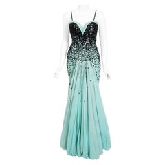 Vintage 1950's Marie Latz Couture Beaded Silk Gown Ensemble Worn by Yma Sumac