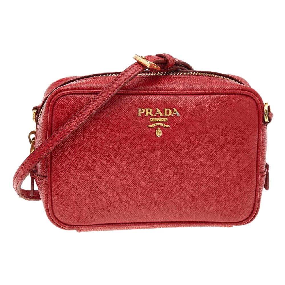 Prada Red Saffiano Small Camera Bag Crossbody - Prada Handbags Canada