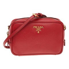 Prada Red Saffiano Lux Leather Mini Camera Crossbody Bag
