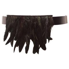 Martin Margiela leather belt with feather front detail, Sz. M