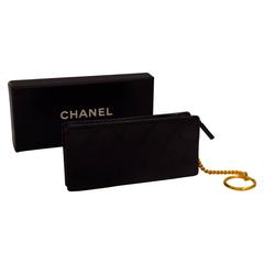 Vintage Chanel Black Leather Key Chain 