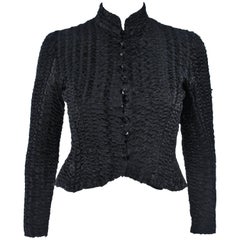 Vintage CHLOE Puckered Black Silk Elastic Jacket Size 4-6