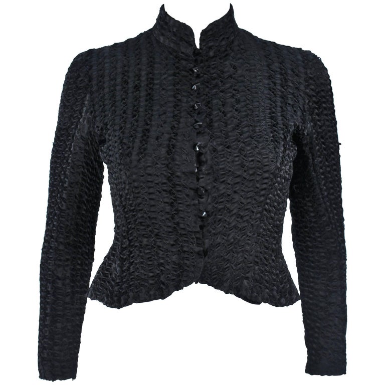CHLOE Puckered Black Silk Elastic Jacket Size 4-6 at 1stDibs