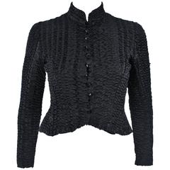 CHLOE Puckered Black Silk Elastic Jacket Size 4-6 12