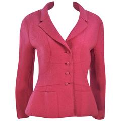 CHANEL Rose Boiled Wool Jacket 99A Size 40