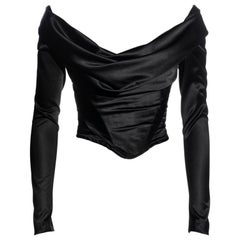 Vivienne Westwood black satin off-shoulder long-sleeve corset, fw 1997