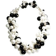 Anka Jumbo Black & White Faux Pearl Necklace Set