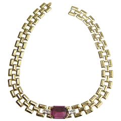 Vintage Pierre Cardin Faux Amethyst Choker Necklace