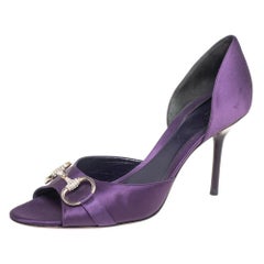Gucci Purple Satin Horsebit Peep-Toe Sandals Size 41