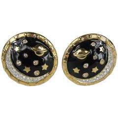 Stunning Daniel SWAROVSKI Crystal Moon Bezel Set earrings Never Worn 8