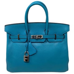 Hermes Birkin 25 Blue Turquoise Bag