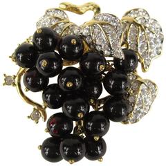 Vintage 1980s Nolan Miller Grape Cluster Crystal Brooch 1