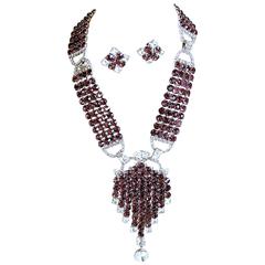 Robert Sorrell Purple 
Clear Crystal Necklace Set