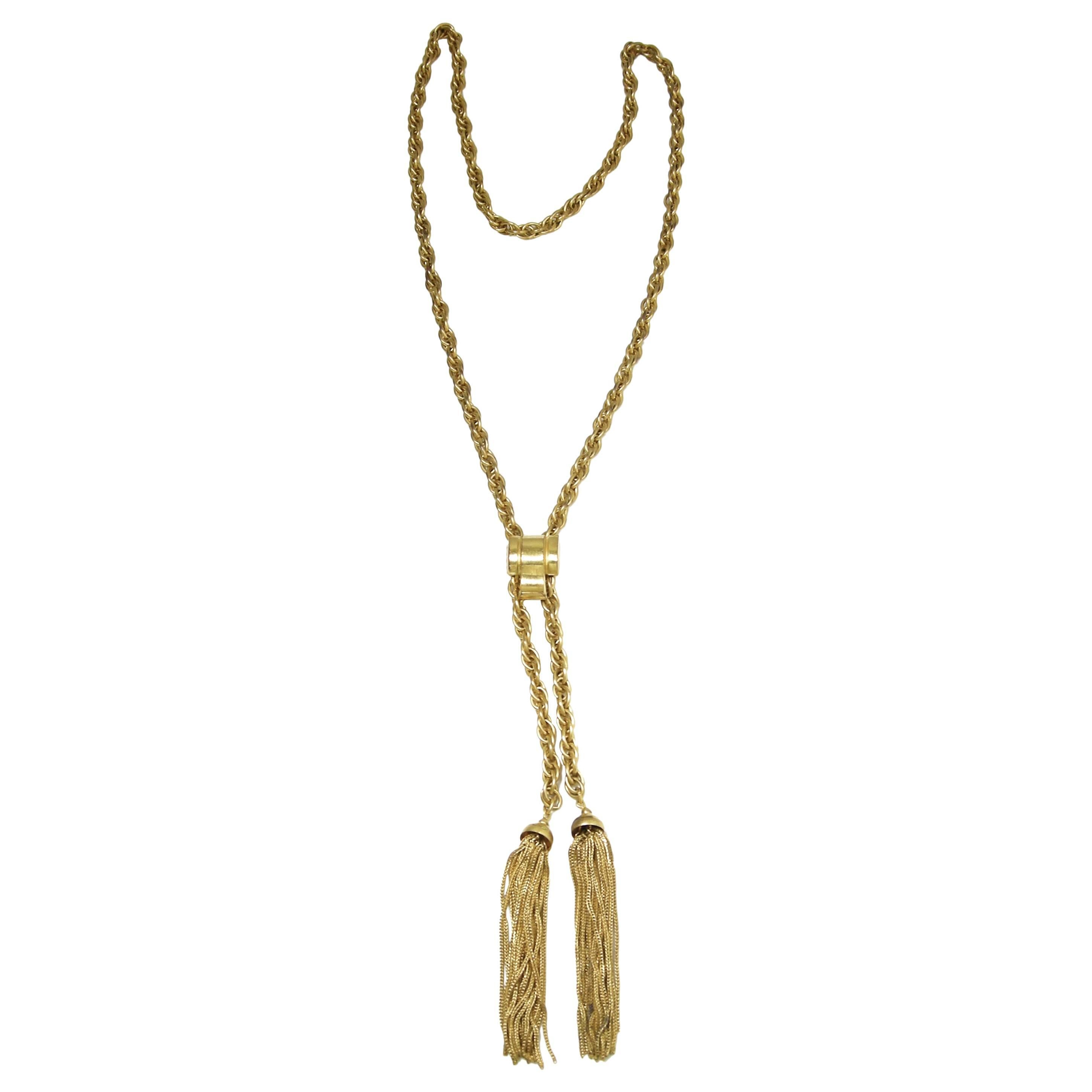 Vintage Highly Desired 60s Slide Tassel Necklace at 1stDibs