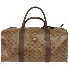 Morabito Paris rare glazed canvas leather trim carry on tote bag 1970s