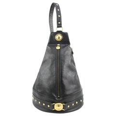 Versace Black Leather Studded Medusa Sling Bag 24v223s
