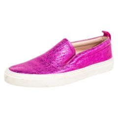 Gucci Pink Foil Leather Slip On Sneakers Size 36.5