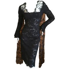 Yves Saint Laurent by Tom Ford Sexy Black Lace Cocktail Dress with Scarf Back