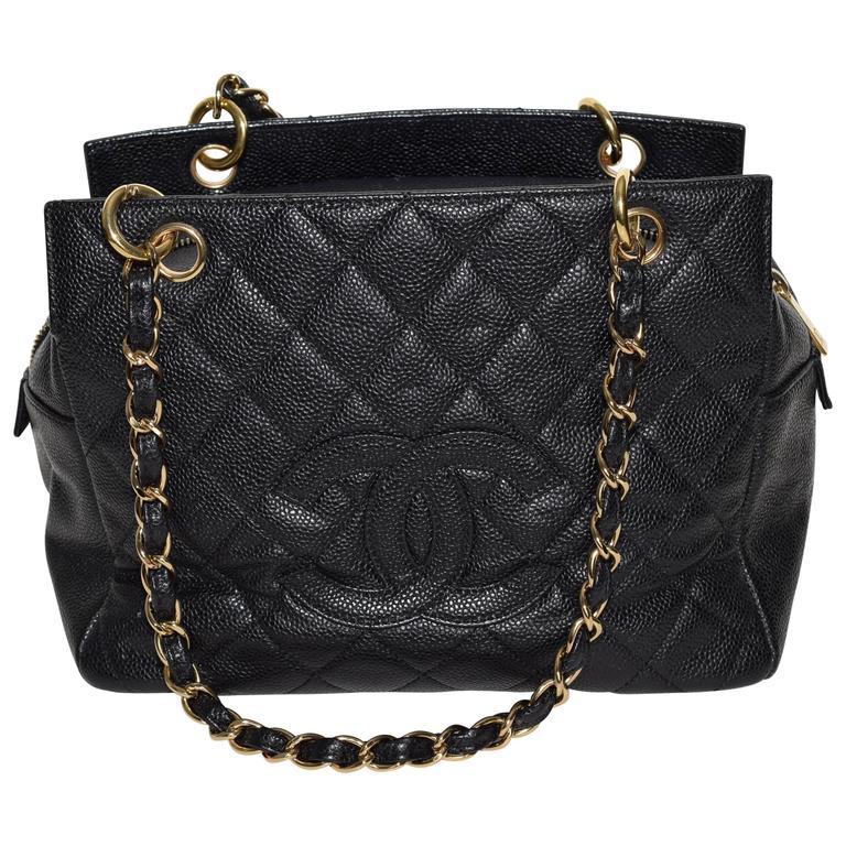 Authentic Chanel Petite Timeless Shopping Tote Caviar at 1stDibs