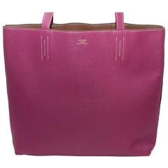 Hermes 2013 Tosca Pink & Brown Reversible Leather Double Sens Tote Bag