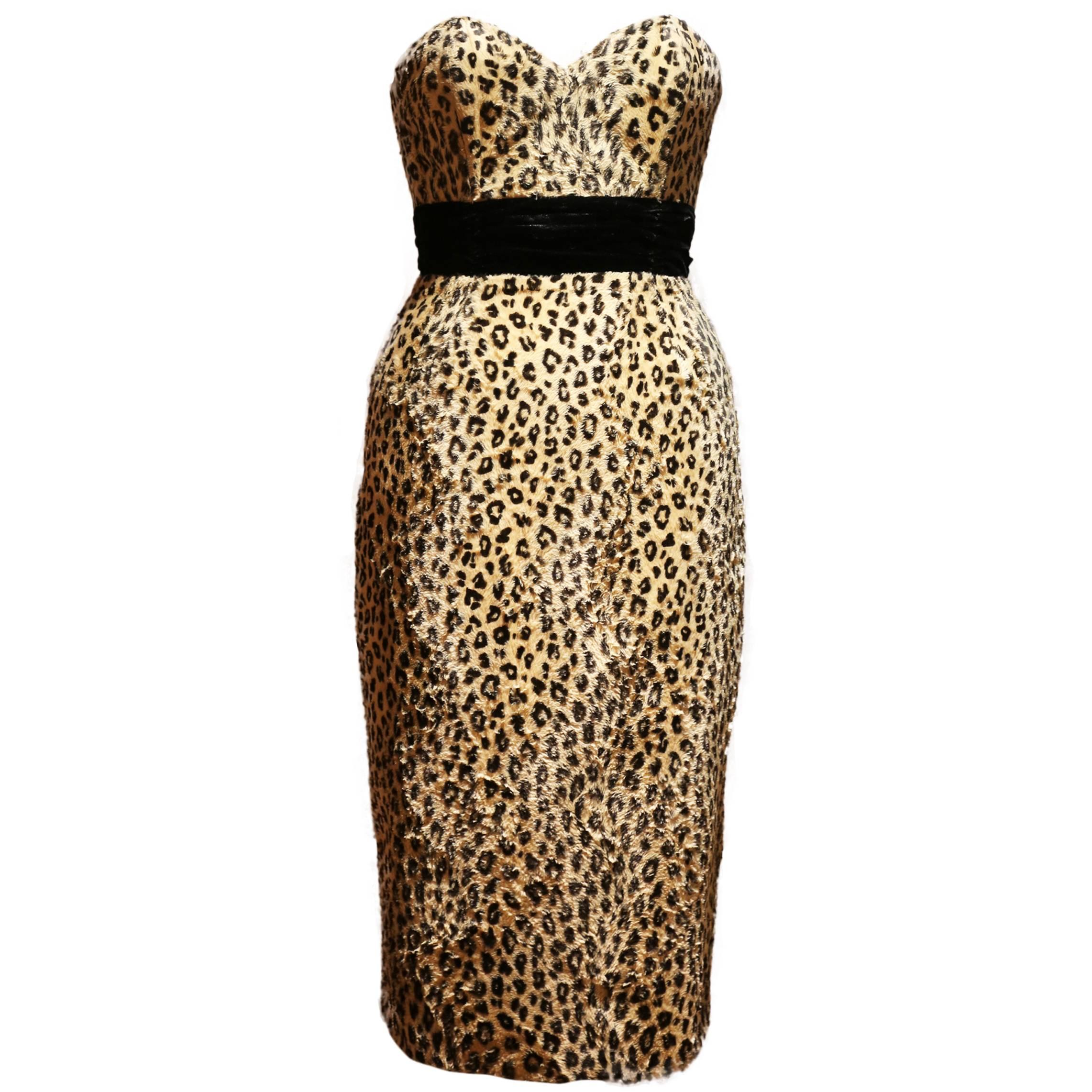 Caroline Walker leopard print strapless pin-up dress