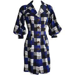 Vintage CHRISTIAN LACROIX Graphic Print Pique Shirt Style Dress