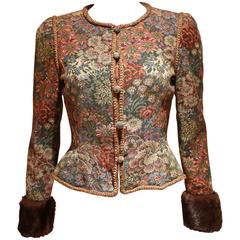 Vintage Tapestry jacket with mink fur, c. 1950s