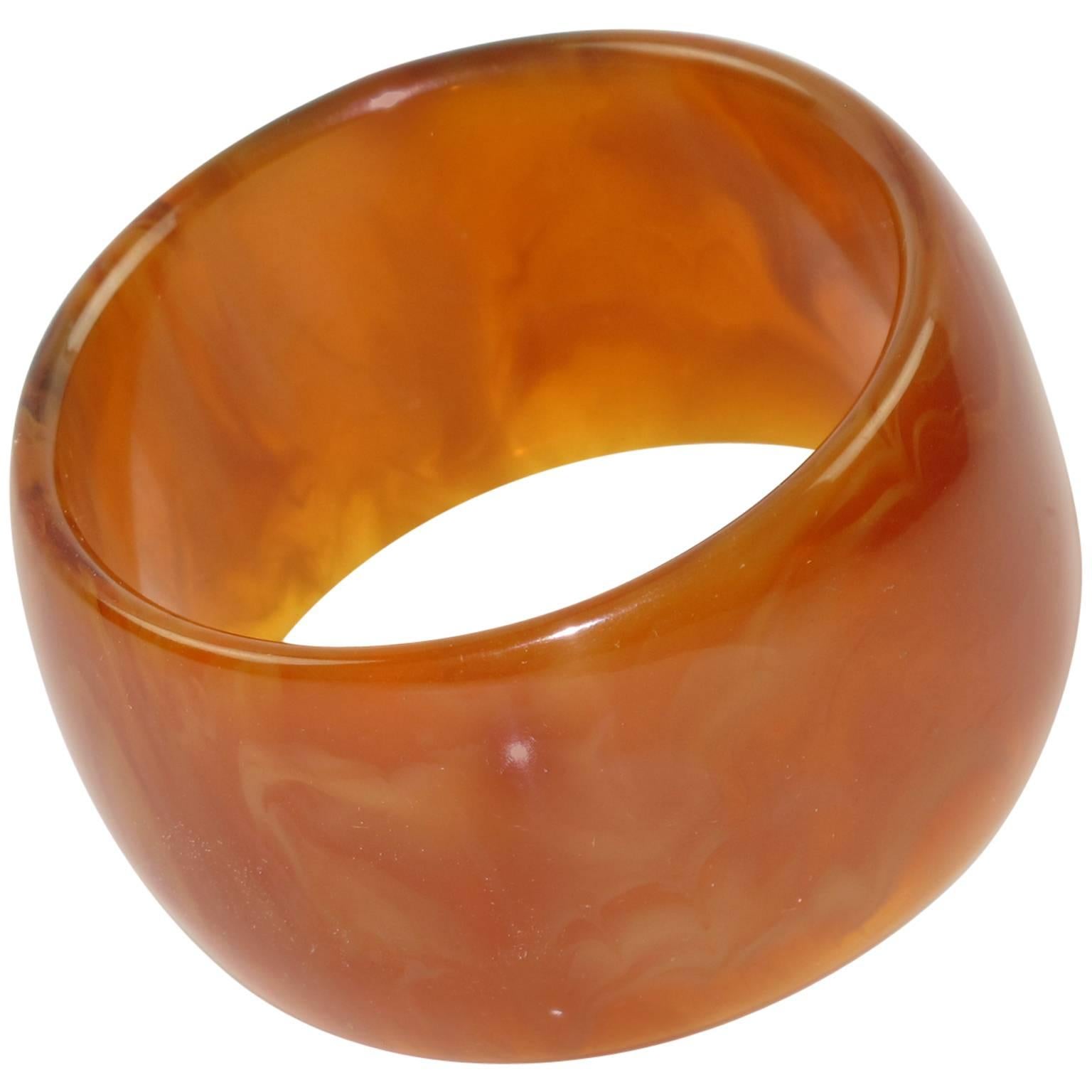 Bakelite Bracelet Bangle honey amber marble