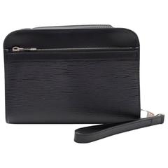 Louis Vuitton Hoche Black Epi Leather Wristlet Clutch Men Bag