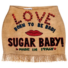 Dolce & Gabbana jute hand-painted 'Sugar Baby' mini skirt, ss 1992