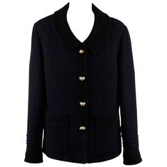CHANEL Vintage 1993 Blue Wool Blend JACKET w/ CC LOGO Buttons SIZE 42 7