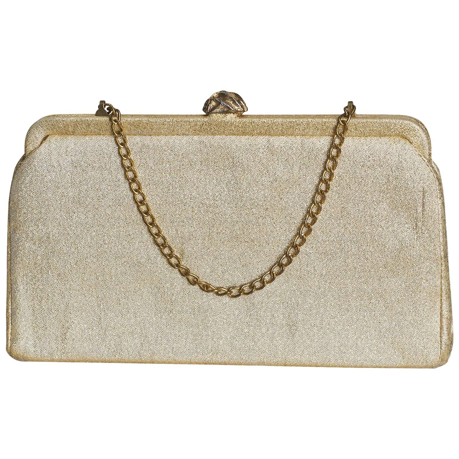 1950's Golden Sparkling Clutch Bag For Sale